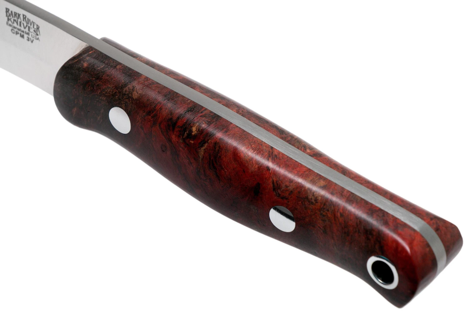 Bark River Bushcrafter II CPM 3V Hellfire Maple Burl cuchillo bushcraft Bark River Bushcrafter II CPM 3V Hellfire Maple Burl Cuchillo Bushcraft -Mejor Cuchillos Tienda BRK06 223HMB 05 bark river knives scaled