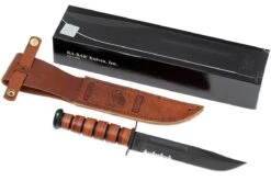 KA-BAR USMC 1218 Parcialmente Dentado Con Mango Y Funda De Cuero -Mejor Cuchillos Tienda KA1218 08 ka bar ka1218 08