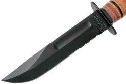 KA-BAR Short USMC 1252 Cuchillo Fijo, Parcialmente Dentado, Funda De Cuero -Mejor Cuchillos Tienda KA1252 03 ka bar