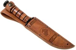 KA-BAR Short USMC 1252 Cuchillo Fijo, Parcialmente Dentado, Funda De Cuero -Mejor Cuchillos Tienda KA1252 07 ka bar