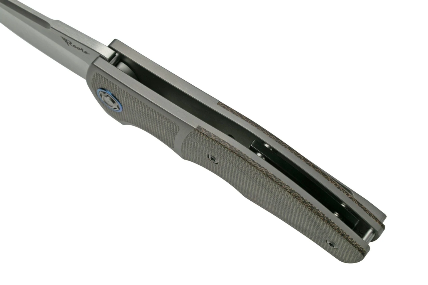 Reate Mini Crossroads M390, Green Micarta MCR-GRM navaja, diseño Kirby Lambert Reate Mini Crossroads M390, Green Micarta MCR-GRM Navaja, Diseño Kirby Lambert -Mejor Cuchillos Tienda RT MCR GRM 08 reate scaled