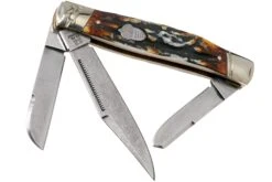 Rough Ryder Stockman Cinnamon Stag RR2160 Damascus Navaja Slipjoint